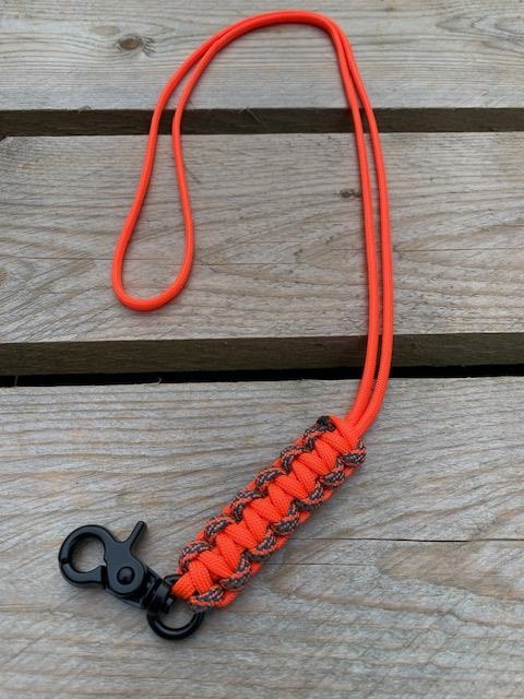 Fløjtesnor, Cobra flettet Neon Orange/ Teal & Neon Orange Helix DNA